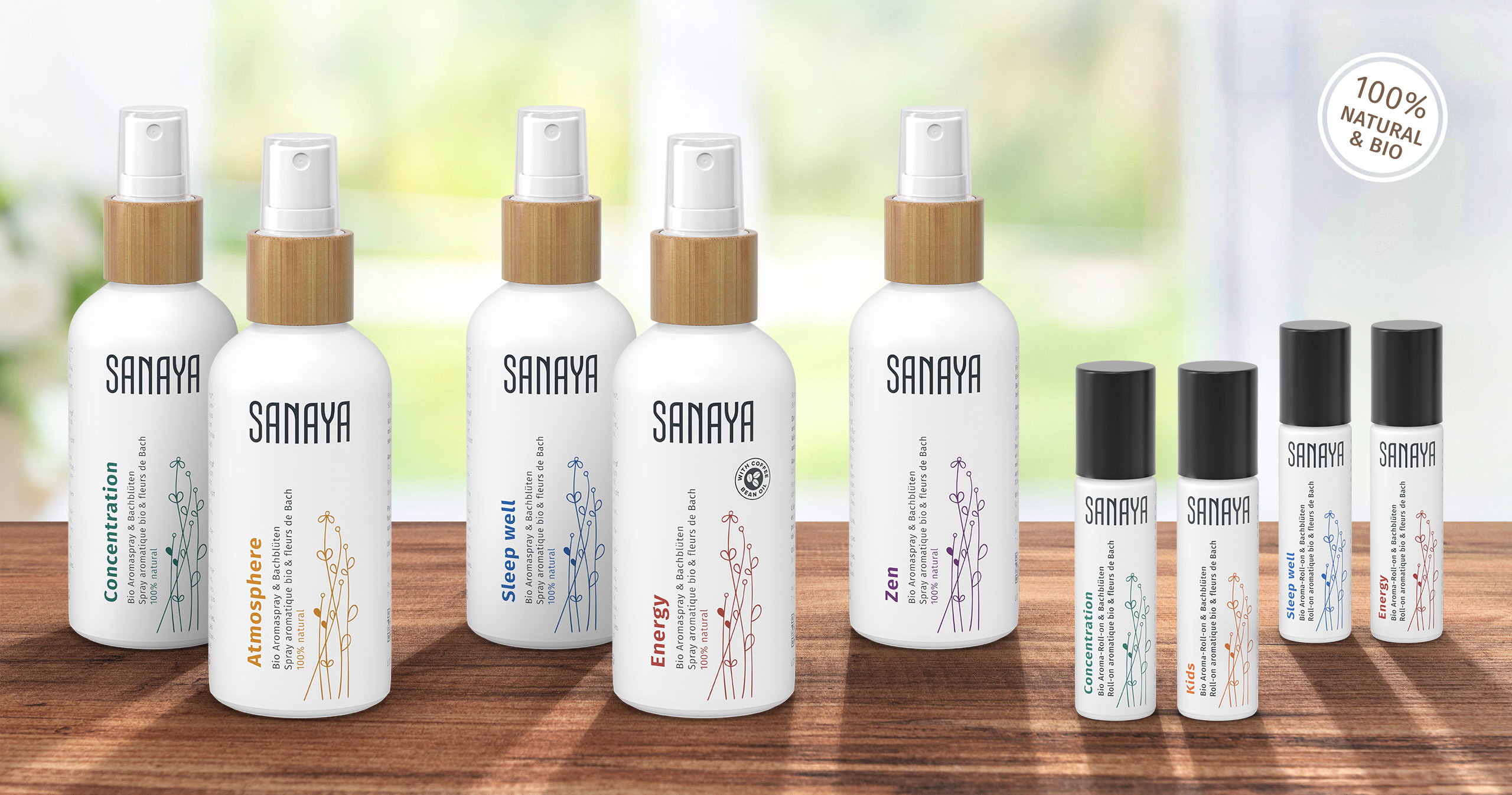 Sanaya – parfum d'ambiance naturel aux huiles essentielles et aux fleurs de Bach.